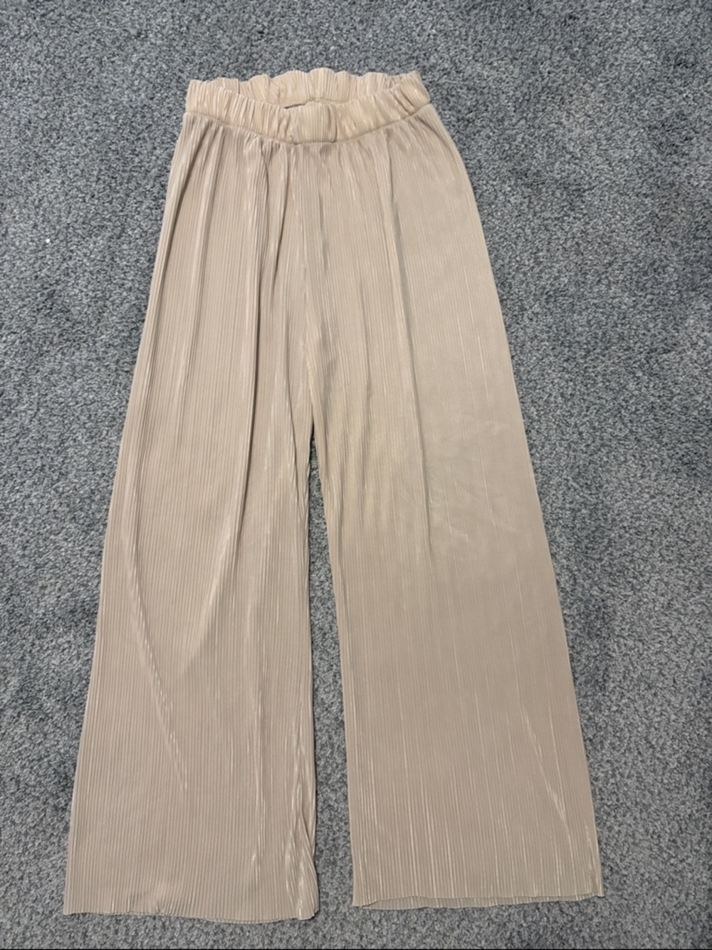 Women's Wide Leg Pleated Beige Pants